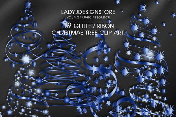 Blue Ribbon Sparkle Christmas Tree Illustrations Review