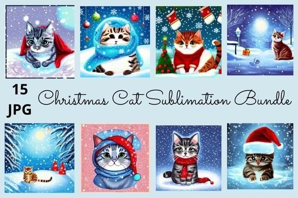 Christmas Cat Bundle: Festive Illustrations