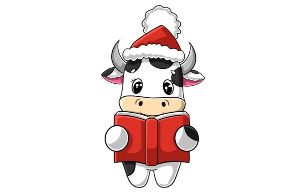 Christmas Cow Vector Illustration: Festive Illustrations
