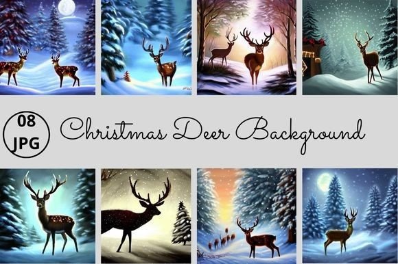 Christmas Deer Background: Premium Illustrations