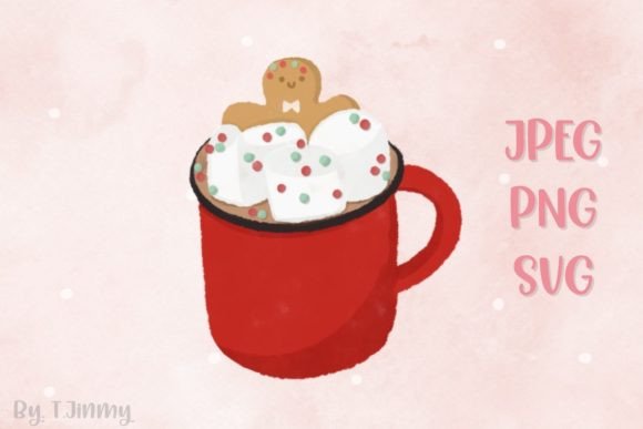 Christmas Drink Red Mug: Festive Illustrations for Branding