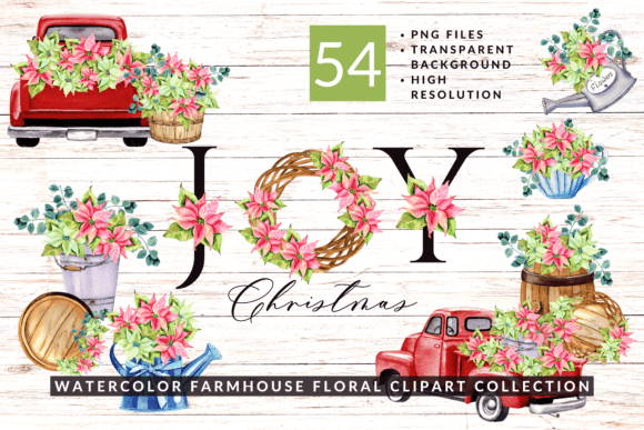 Christmas Farmhouse Floral Collection: Reviewing Illustrations