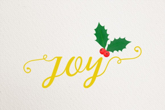 Christmas Joy Word and Red Berry Illustrations Review