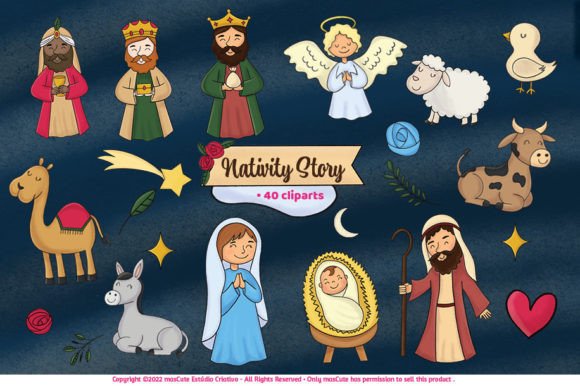 Christmas Nativity Story Clipart: Premium Illustrations