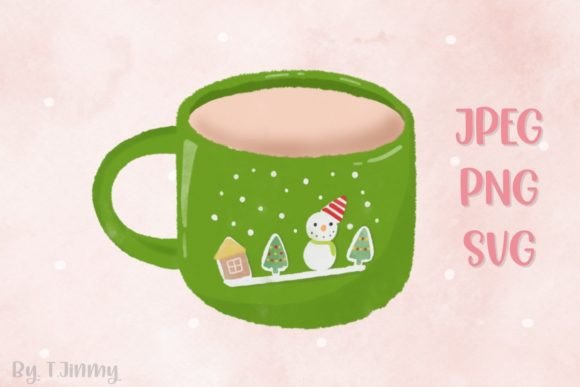 Christmas Snowman Green Mug: Festive Illustrations