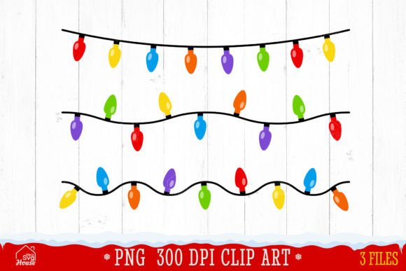 Christmas String Lights PNG Sublimation Illustrations