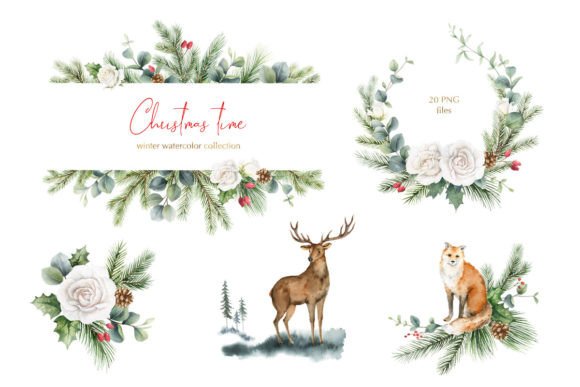 Christmas Time Watercolor Clipart: Festive Illustrations