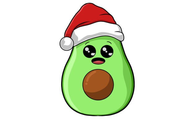Cute Christmas Character Avocado: Festive Illustrations