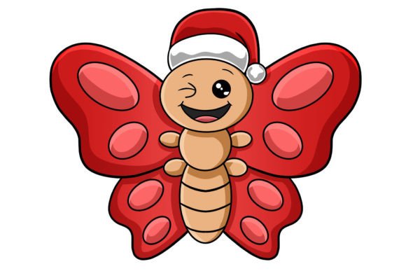 Cute Christmas Character Butterfly: Festive Illustrations