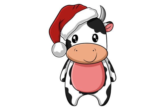Cute Christmas Cow Illustration for Festive Blog Graphics