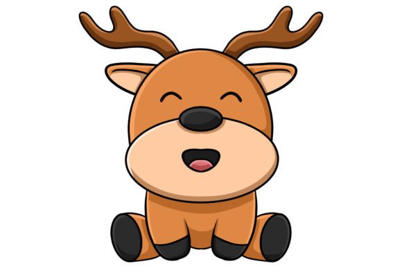 Cute Christmas Deer Sitting Illustrations Review