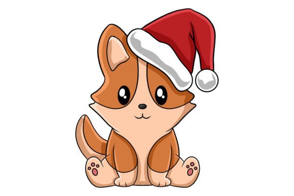 Cute Christmas Happy Dog Character for Illustrations