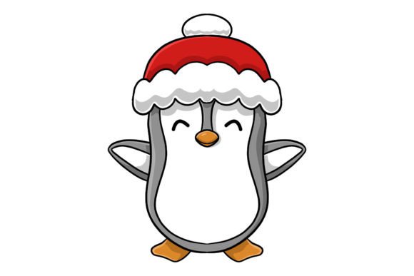 Cute Christmas Happy Penguin Character for Illustrations