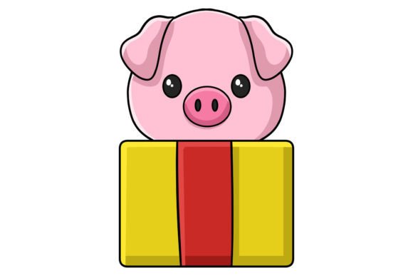 Cute Christmas Pig Character in a Gift: A Designer's Review