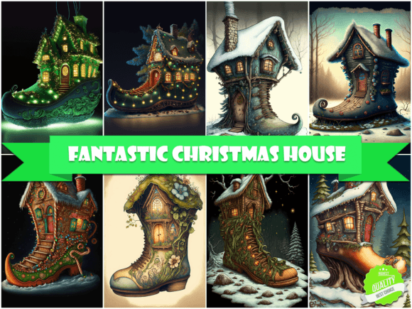 Fantastic Christmas House Illustrations for Crafters