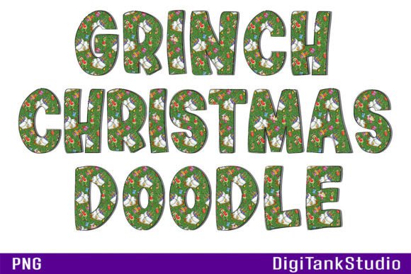 Grinch Christmas Doodle Letters: Festive Illustrations
