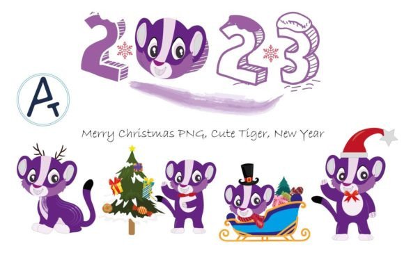 Merry Christmas PNG: Cute Tiger New Year Illustrations