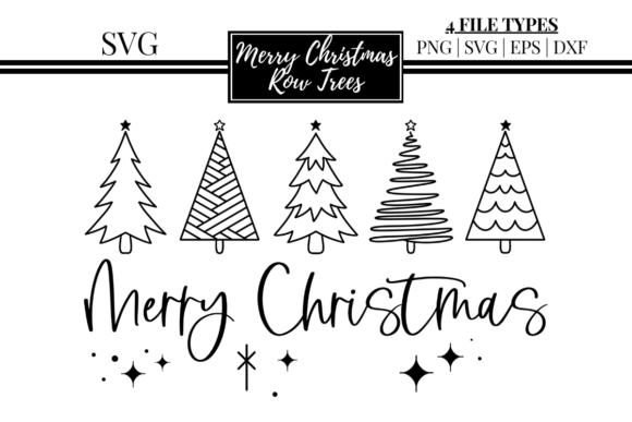 Merry Christmas Row Trees SVG: Festive Illustrations