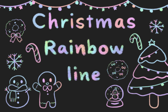 Rainbow Line Christmas: Vibrant Illustrations for Festive Brands