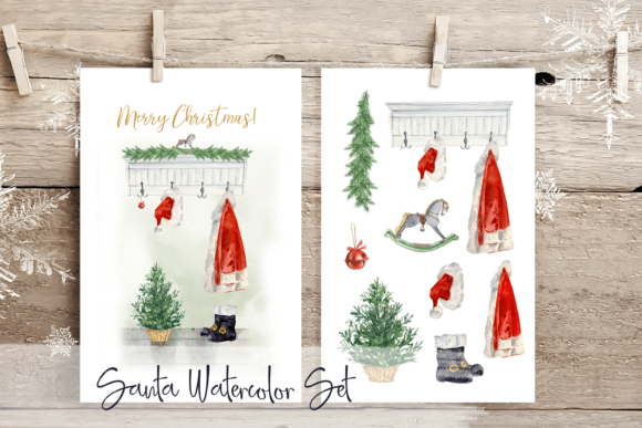 Santa Christmas Cards and Clip Arts: Festive Illustrations