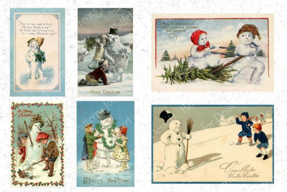 Vintage Snowmen Christmas Cards: Festive Illustrations